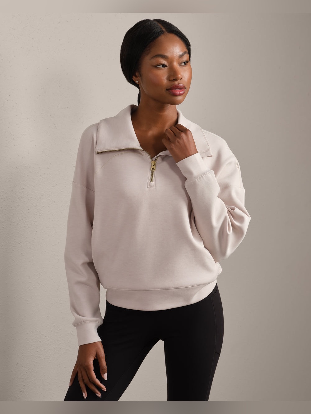 Rhone DreamGlow 1/2 Zip in Sand, Size Large
